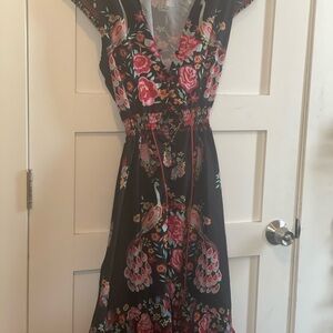 Elegant Black Floral Midi Dress